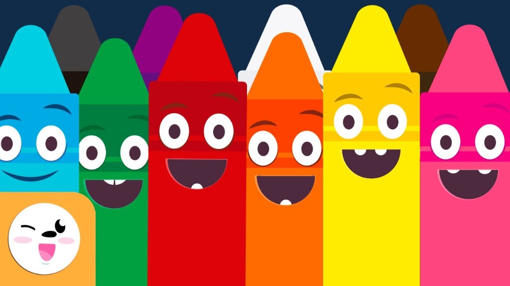 Crayones de colores vivos con expresiones alegres